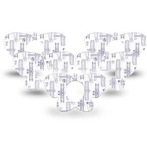 ExpressionMed Airplane Dexcom G7 Butterfly Shape Tape, Dexcom Stelo Glucose Biosensor System, 5-Pack Tape Plane Illustration Print, Adhesive Tape CGM Design