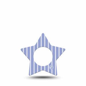 ExpressionMed Blue Stripes Freestyle Libre, Libre 2 Plus, and Abbott Lingo Star, Single Tape Blue coastal stripe Decorative Patch for CGM