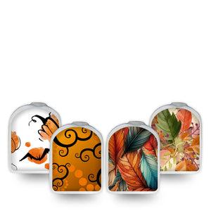 ExpressionMed Halloweeny Variety Pack Omnipod Surface Center Sticker 4-Pack Sticker Variety Orange Creepy Fun Vinyl Decoration Pump Design