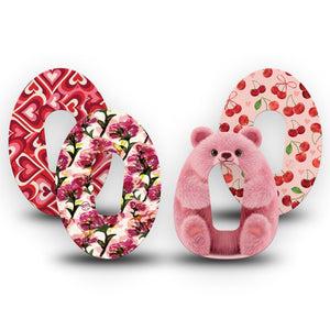 ExpressionMed Bear Hugs Dexcom G6, 4-Pack Tape Adorable teddy bear florals Decorative Adhesive Tape for CGM