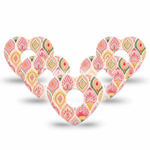 ExpressionMed Blush Freestyle Libre 3 and Libre 3 Plus Heart, 5-Pack subtle pink texture Overlay Tape for Continuous Glucose Monitor