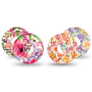 ExpressionMed Blooming Radiance Variety Pack Freestyle Libre 3 and Libre 3 Plus Tape, 4-Pack Tape Variety Summer Sunset Toned Florals, Adhesive Tape Continuous Glucose Monitor Design