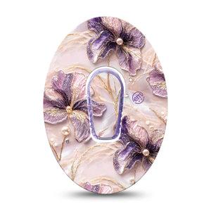 ExpressionMed Pink Pearls Dexcom G6, Single Tape and Single Sticker Gold and pearl petals inspired Sensor Cover for Continuous Glucose Monitor