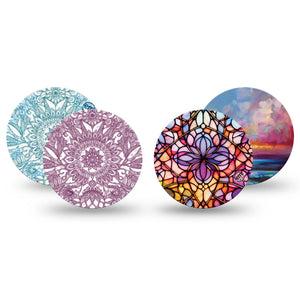 ExpressionMed Sunset Blossom Variety Pack Freestyle Libre 3 and Libre 3 Plus Overpatch 4-Pack Tape Variety Sunset Color Florals, Adhesive Patch CGM Design