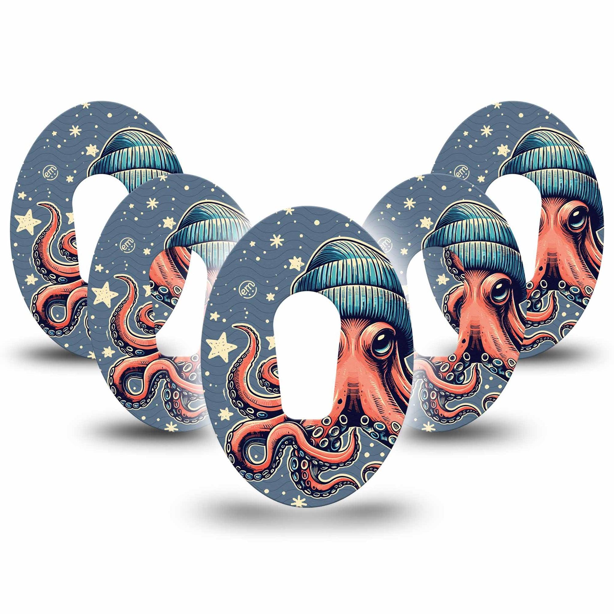 ExpressionMed Hipster Octopus Dexcom G6 Tape 5-Pack Trendy Looking Octopus Plaster CGM Design