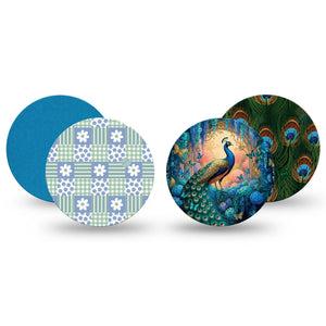 ExpressionMed Ornate Peacock Dexcom G7 and Dexcom Stelo Glucose Biosensor System OverPatch, 4-Pack Tape peacock plumage design Overlay Tape for CGM