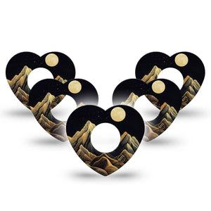 ExpressionMed Black Mountain Infusion Set Heart Shape Tape 10-Pack Tape Black Gold Moon Summit, Adhesive Tape Continuous Glucose Monitor Design