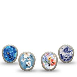 ExpressionMed Blue Petals Dexcom G7 and Dexcom Stelo Glucose Biosensor System Sticker, 4-Pack Sticker Spring blue blossoms Sensor Cover for Continuous Glucose Monitor