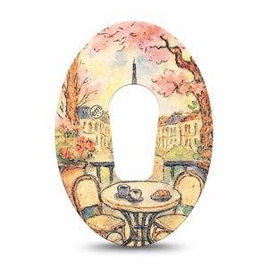 ExpressionMed Café Terrace Dexcom G6, Single Tape Soft color painting Fixing Ring Tape for Continuous Glucose Monitor