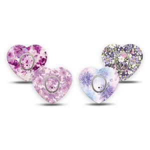 ExpressionMed Violet Garden Dexcom G7 and Dexcom Stelo Glucose Biosensor System Heart, tape and sticker  Purple daisies Vinyl Decoration for CGM