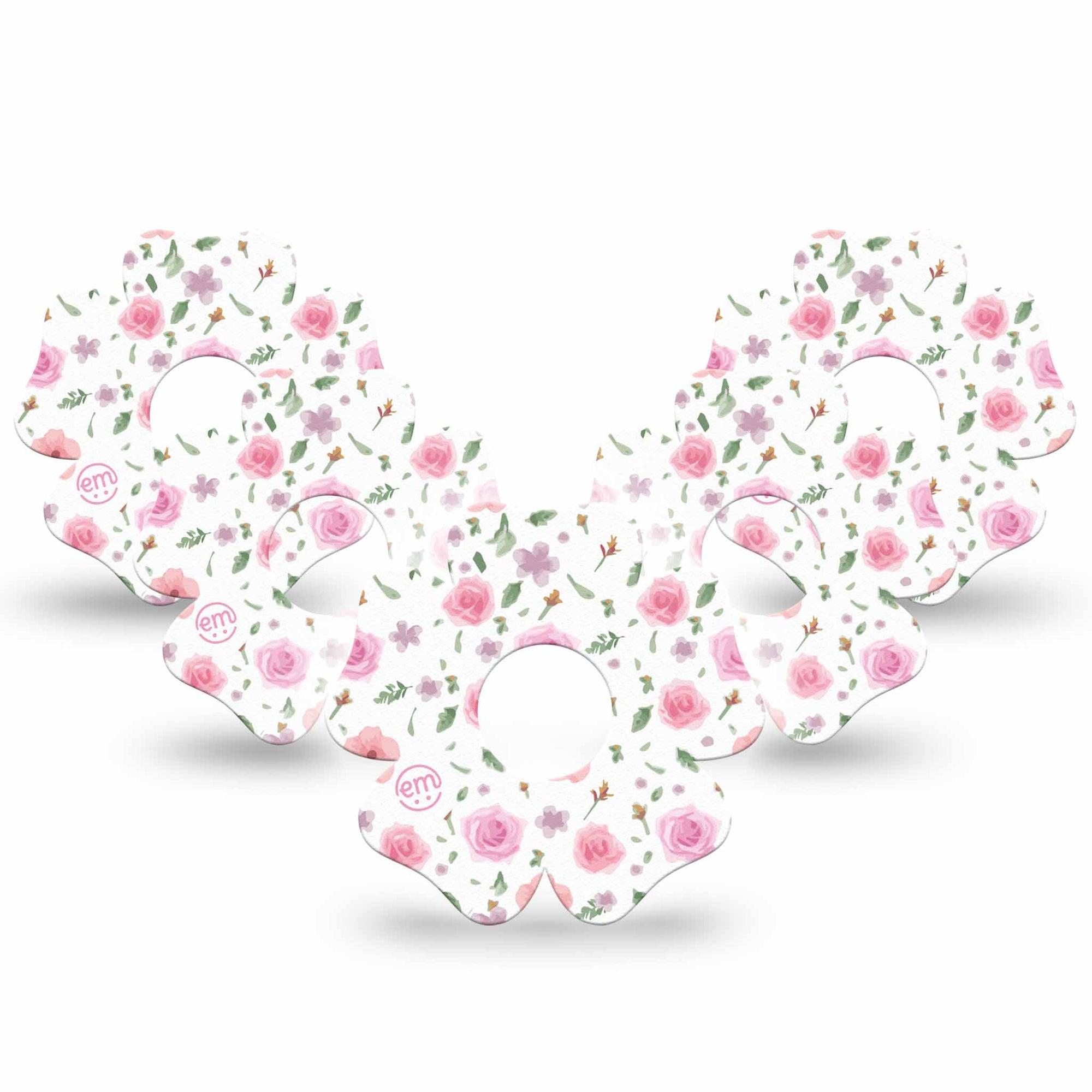 ExpressionMed Pastel Flower Freestyle Libre 3 and Libre 3 Plus Flower Shape Tape 5-Pack Tape Pastel Bouquet, Plaster CGM Design