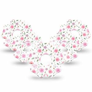 ExpressionMed Pastel Flower Freestyle Libre 3 and Libre 3 Plus Flower Shape Tape 5-Pack Tape Pastel Bouquet, Plaster CGM Design