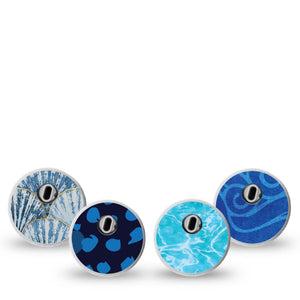 ExpressionMed Coastal Blues Freestyle Libre 3 and Libre 3 Plus Sticker, 4-Pack Sticker seaside blue aesthetic Vinyl Decoration for CGM