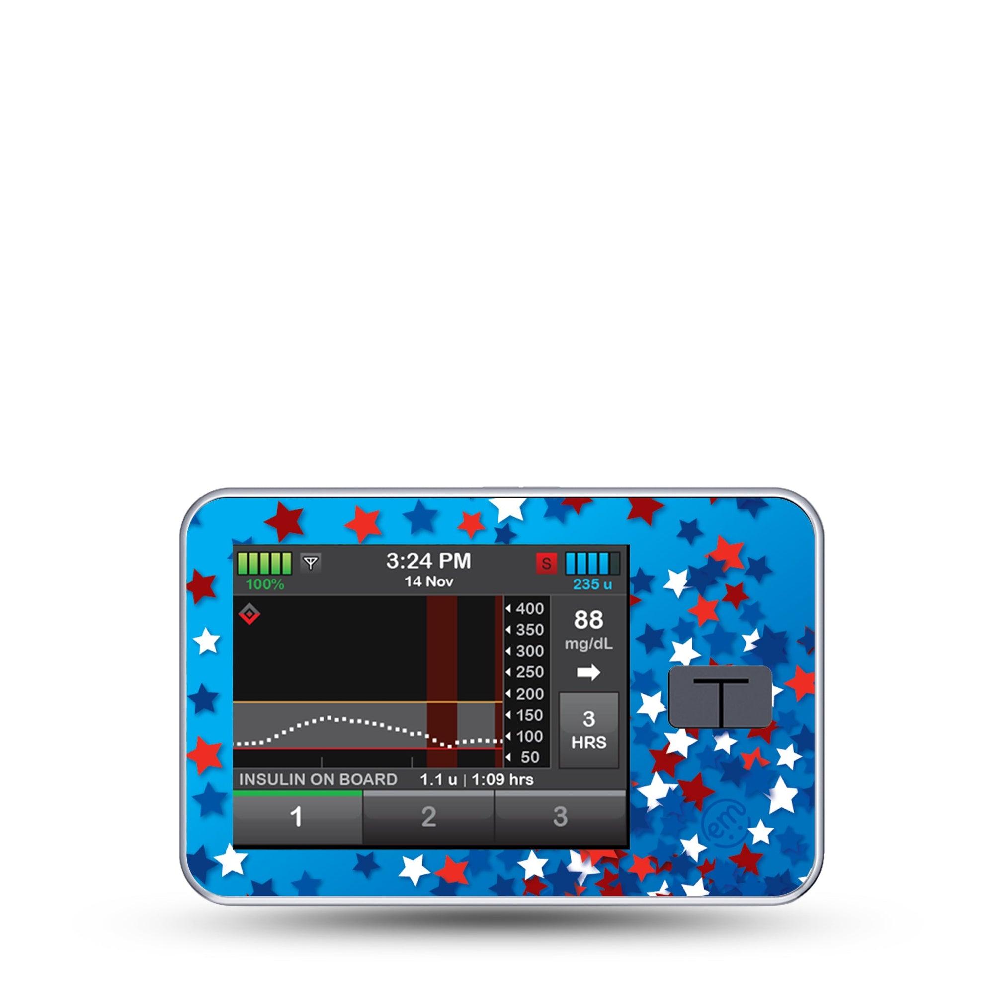 ExpressionMed Confetti Stars Tandem T-Slim Sticker Single Sticker Only United States Inspired Star Confetti, Vinyl Decoration Pump Design