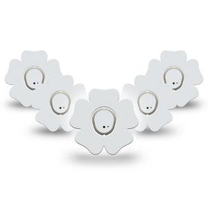 ExpressionMed White Dexcom G7 Flower Shape Tape, Dexcom Stelo Glucose Biosensor System, 5-Pack Tape and 5-Pack Sticker Bright Shade, Adhesive Tape CGM Design