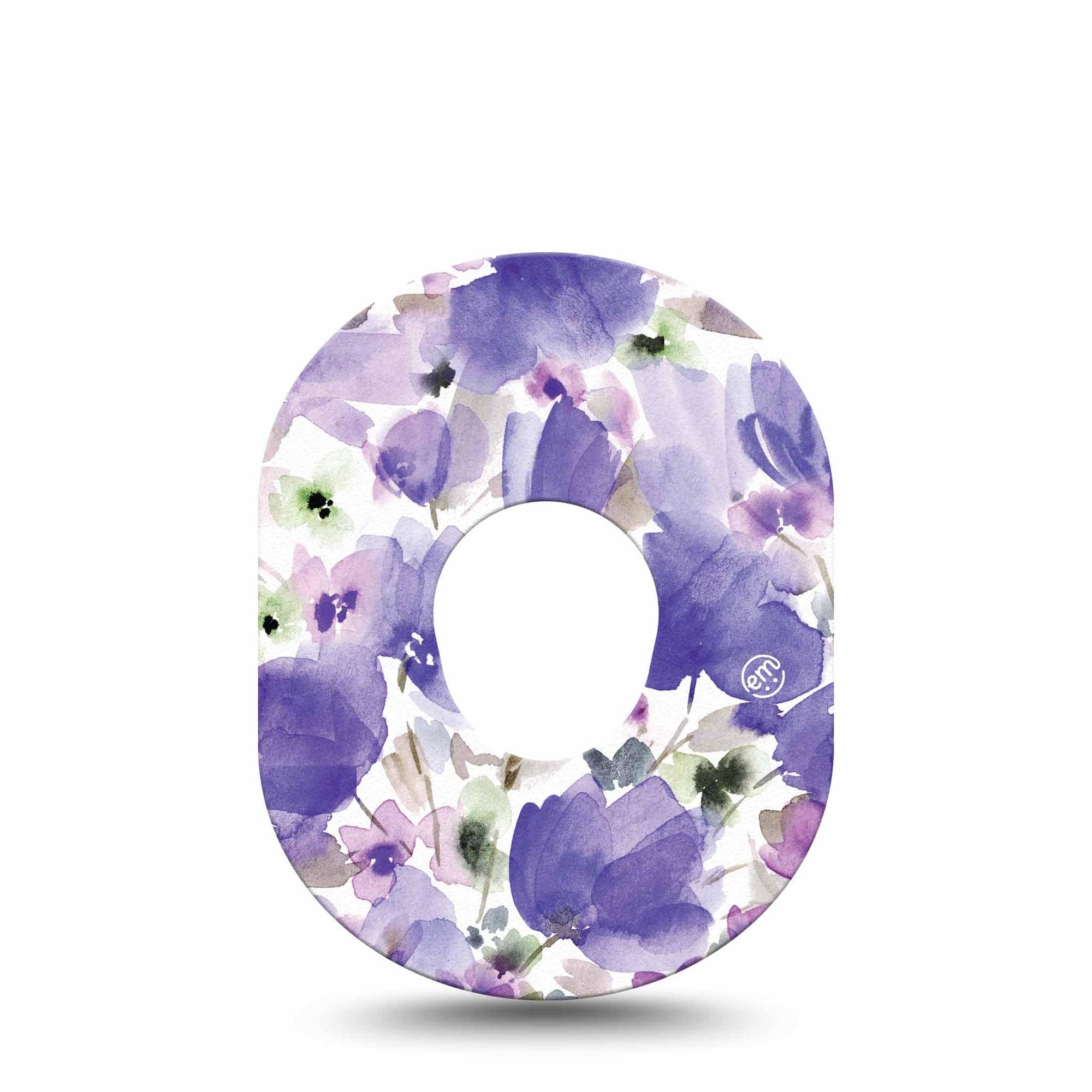 ExpressionMed Italian Blooms Dexcom G7 Tape, Dexcom Stelo Glucose Biosensor System,  Single Tape Timeless Purple Florals Overlay Tape Continuous Glucose Monitor Design