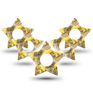 ExpressionMed Fall Camo Infusion Set Star Shape Tape 10-Pack Outdoorsy Camo In Yellow Fixing Ring Patch Continuous Glucose Monitor Design