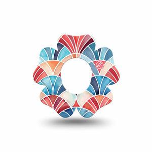 ExpressionMed Watercolor Fan Dexcom G7 and Dexcom Stelo Glucose Biosensor System Flower, Single Tape Watercolor fan motif Adhesive Tape for CGM