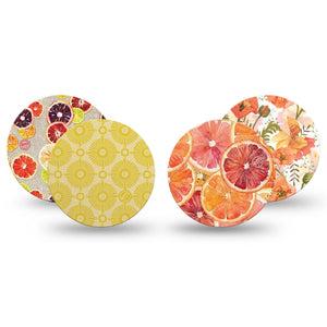 ExpressionMed Citrus Crush Freestyle Libre 3 and Libre 3 Plus OverPatch, 4-Pack Tape citrus slice pattern Plaster for CGM
