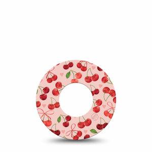 ExpressionMed Cherries Freestyle Libre and Libre 2 Plus Tape, Abbott Lingo, Single Tape Red Pink Cherry Print, Fixing Ring Tape Continuous Glucose Monitor Design