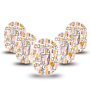 ExpressionMed Squiggles Dexcom G6 Mini Tape, 5-Pack Tape and 5-Pack Sticker Fun Shapes Scribbles, Adhesive Tape CGM Design