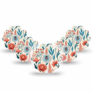 ExpressionMed Desert Wildflower Freestyle Libre 3 and Libre 3 Plus Flower, 5-Pack Tape and 5-Pack Sticker Southwest color floral Waterproof Plaster for Continuous Glucose Monitor