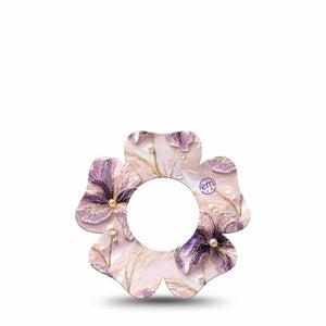 ExpressionMed Pink Pearls Freestyle Libre, Libre 2 Plus, and Abbott Lingo Flower, Single Tape Pearly pink and purple Decorative Adhesive Tape for CGM