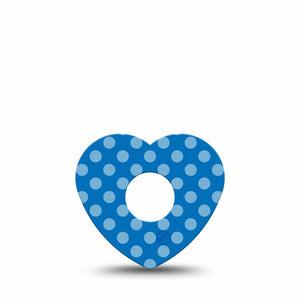 ExpressionMed Blue Polka Dots Freestyle Libre 3 and Libre 3 Plus Heart Shape Tape, Single Tape Blue Dots Bloom, Patch CGM Design