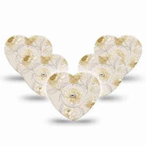 ExpressionMed Sketched Peonies Freestyle Libre, Libre 2 Plus, and Abbott Lingo Heart, 5-Pack Tape and 5-Pack Sticker Peony line art flowers Plaster for Continuous Glucose Monitor
