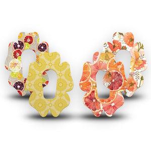 ExpressionMed Citrus Crush Dexcom G6 Flower, 4-Pack Tape bright fruit graphic Overlay Patch for Continuous Glucose Monitor