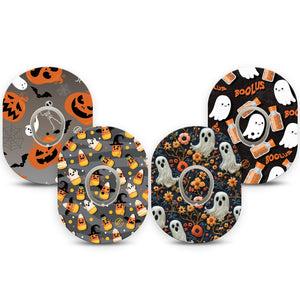ExpressionMed Ghostly Giggles Variety Pack Dexcom G7 Tape, Dexcom Stelo Glucose Biosensor System, 4-Pack Tape and 4-Pack Sticker Variety, Halloween Candy, Overlay Tape CGM Design