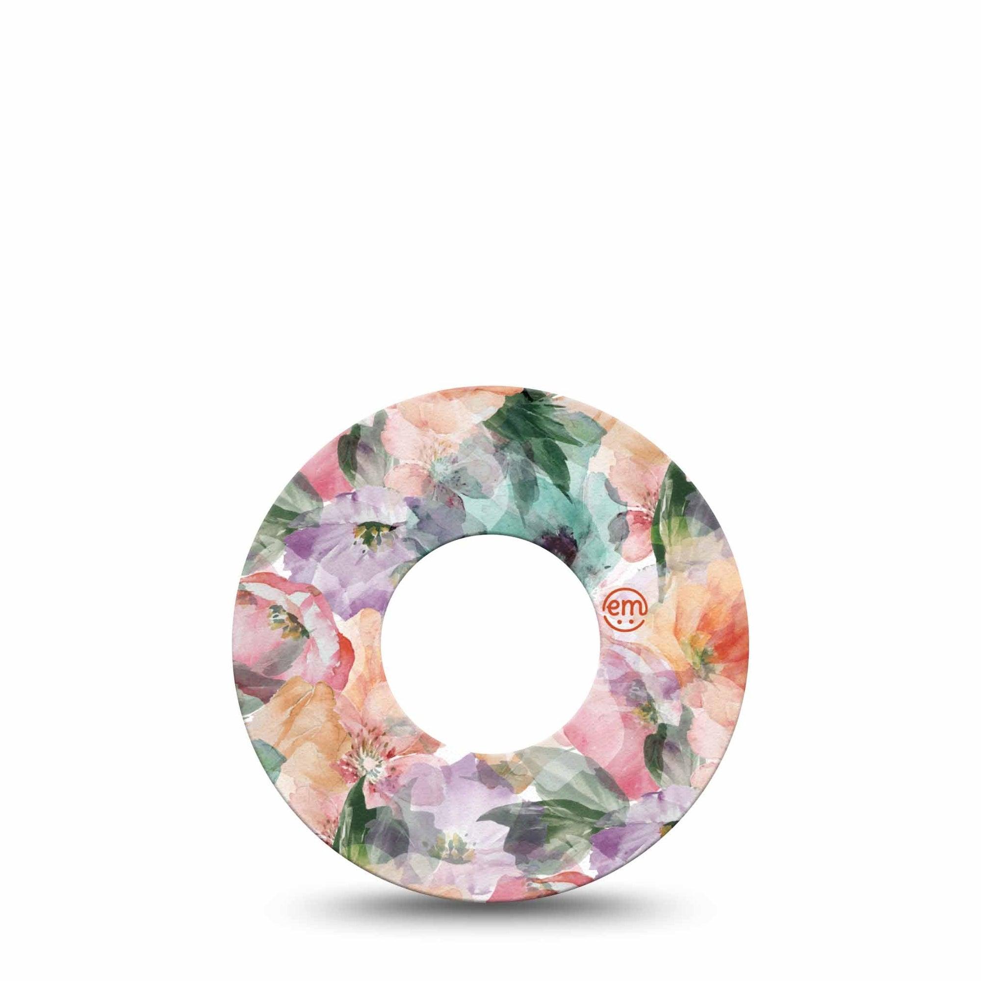 ExpressionMed Flower Clouds Freestyle Libre Tape, Abbott Lingo, Single Tape Soft-Colored Petals, Fixing Ring Tape Continuous Glucose Monitor Design