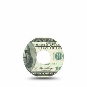 ExpressionMed Feeling $100 Freestyle Libre 3 and Libre 3 Plus Tape Single Tape Red White Blue Stars, Adhesive Tape Continuous Glucose Monitor Design