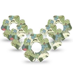 ExpressionMed Cactus Infusion Set Flower Shape Tape 10-Pack Tape Bright Pastel Cactus Garden, Plaster Continuous Glucose Monitor Design