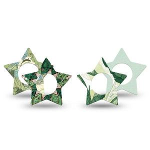 ExpressionMed Tropical Greens Freestyle Libre, Libre 2 Plus, and Abbott Lingo Star, 4-Pack Tape green foliage pattern Sensor Cover for Continuous Glucose Monitor