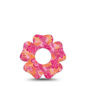 ExpressionMed Pink Hibiscus Infusion Set Flower Shape Tape 5-Pack Tape Hibiscus Blossom, Plaster Continuous Glucose Monitor Design
