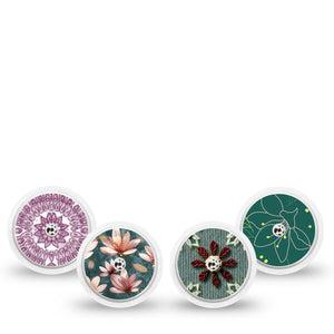 ExpressionMed Sage Petals Variety Pack Freestyle Libre and Libre 2 Plus Sticker, Abbott Lingo, 4-pack Sticker Variety, Earthy Green Florals, Vinyl Graphics Continuous Glucose Monitor Design