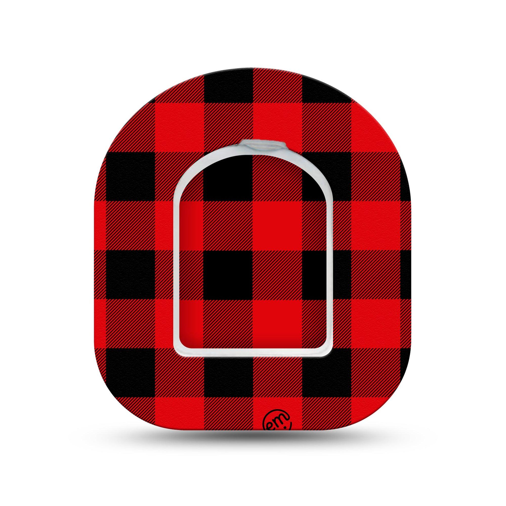 ExpressionMed Lumberjack Omnipod Surface Center Sticker and Mini Tape Lumberjack Plaid Themed Vinyl Sticker and Tape Design Pump Design