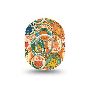 ExpressionMed Fruit Stickers Dexcom G7 and Dexcom Stelo Glucose Biosensor System Mini, Single Tape and Single Sticker Summer fruit print Waterproof Sensor Cover for CGM