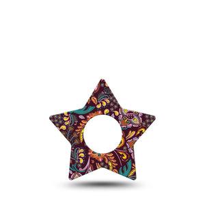 ExpressionMed Ornate Floral Infusion Set Star Shape Tape 5-Pack Tape Darker Toned Floral Design, Fixing Ring Patch Continuous Glucose Monitor Design