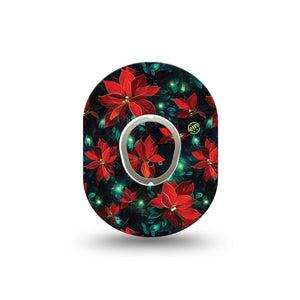ExpressionMed Christmas Floral Dexcom G7 Mini Tape, Dexcom Stelo Glucose Biosensor System, Single Tape and Single Sticker Christmas Wreath, Patch Continuous Glucose Monitor Design