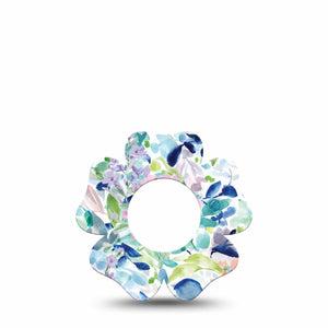 ExpressionMed Subdued Tropics Freestyle Libre 2 Flower Shape Tape, Abbott Lingo, Single Pastel Toned Watercolor Flower Inspired Fixing Ring Tape CGM Design