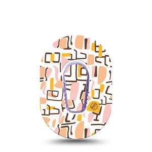 ExpressionMed Squiggles Dexcom G6 Mini Tape, Single Tape and Single Sticker Fun Pink Yellow Pattern, Adhesive Tape CGM Design