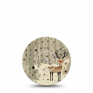 ExpressionMed Woodland Reindeer Freestyle Libre and Libre 2 Plus Tape, Abbott Lingo, Single Tape and Single Sticker Red Nose Reindeer, Fixing Ring Tape Continuous Glucose Monitor Design