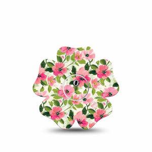 ExpressionMed Painter’s Cosmos Freestyle Libre 3 and Libre 3 Plus Flower, Single Tape and Single Sticker Rosy pink blooms Adhesive Tape for CGM