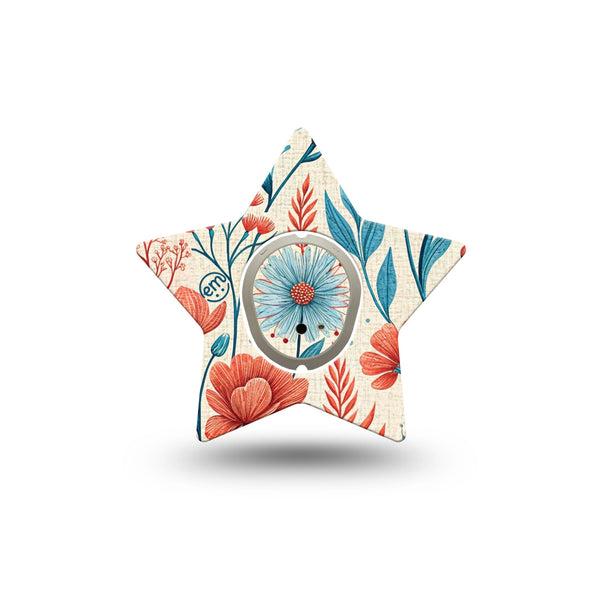 ExpressionMed Desert Wildflower Dexcom G7 and Dexcom Stelo Glucose Biosensor System Star, Single Tape and Single Sticker Bold desert flower pattern Adhesive Patch for CGM