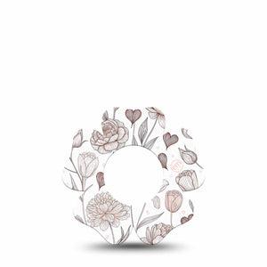 ExpressionMed Minimalist Botanical Freestyle Libre, Libre 2 Plus, and Abbott Lingo Flower, Single Tape Organic line art florals Decorative Adhesive Tape for CGM
