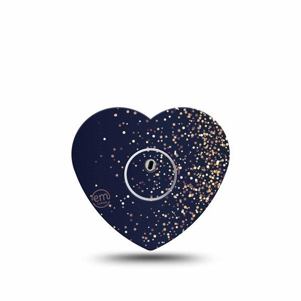 ExpressionMed Gold Sparkles Freestyle Libre 3 and Libre 3 Plus Heart Shape Tape Single Tape & Single Sticker Gold Shimmer, Patch CGM Design