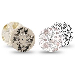 ExpressionMed Neutral Botanics Freestyle Libre, Libre 2 Plus, and Abbott Lingo, tape and sticker  earth tone flowers Adhesive Tape for CGM