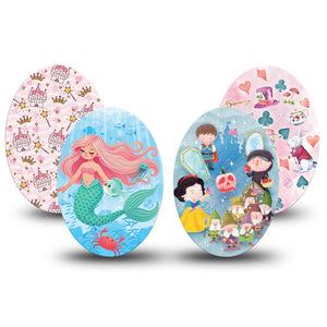 ExpressionMed Enchanted Kingdom Variety Pack Medtronic Guardian Enlite Universal Oval, 4-Pack Tape Variety Disney Princesses Inspired, Plaster CGM Design
